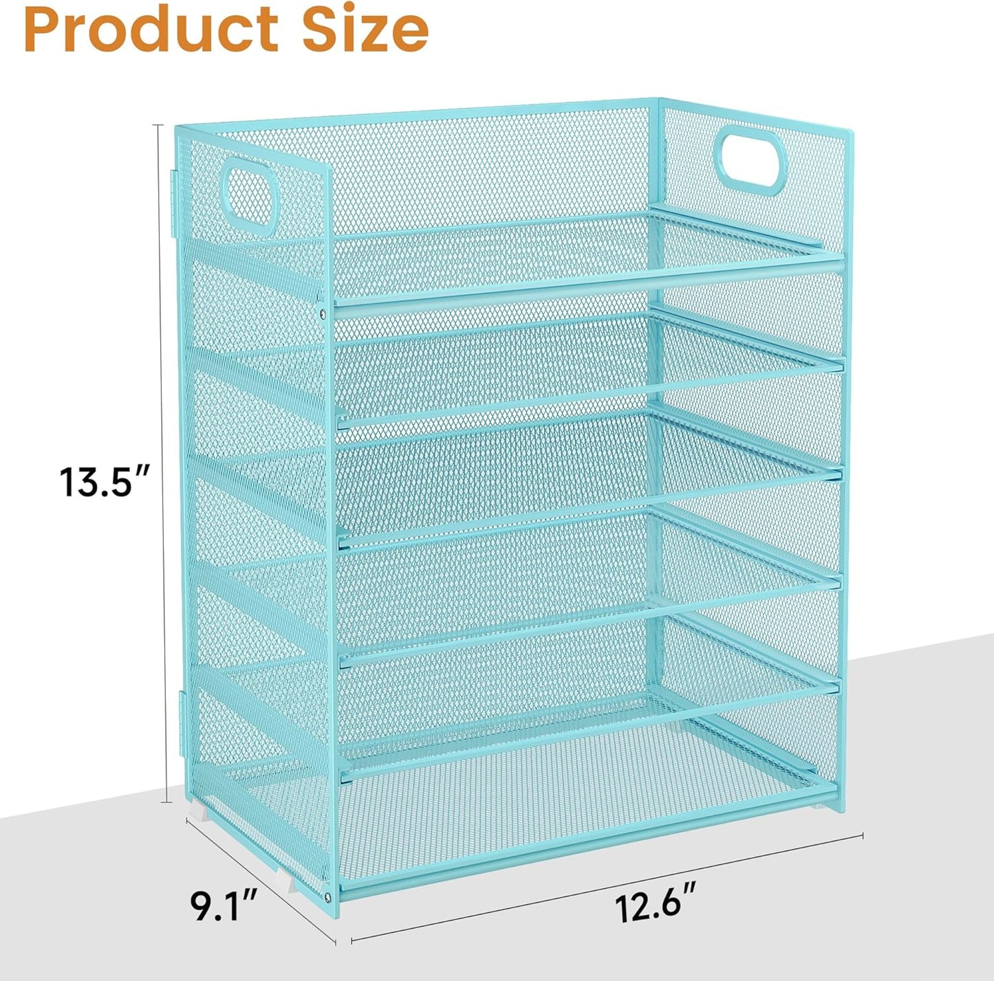 Subekyu 6-Tier Desk Paper Organizer, Desktop File Letter Tray with Handle, Document Sorter and Accessories Holder for Office, Home and School Workspace Organizers, Blue-2 Pack