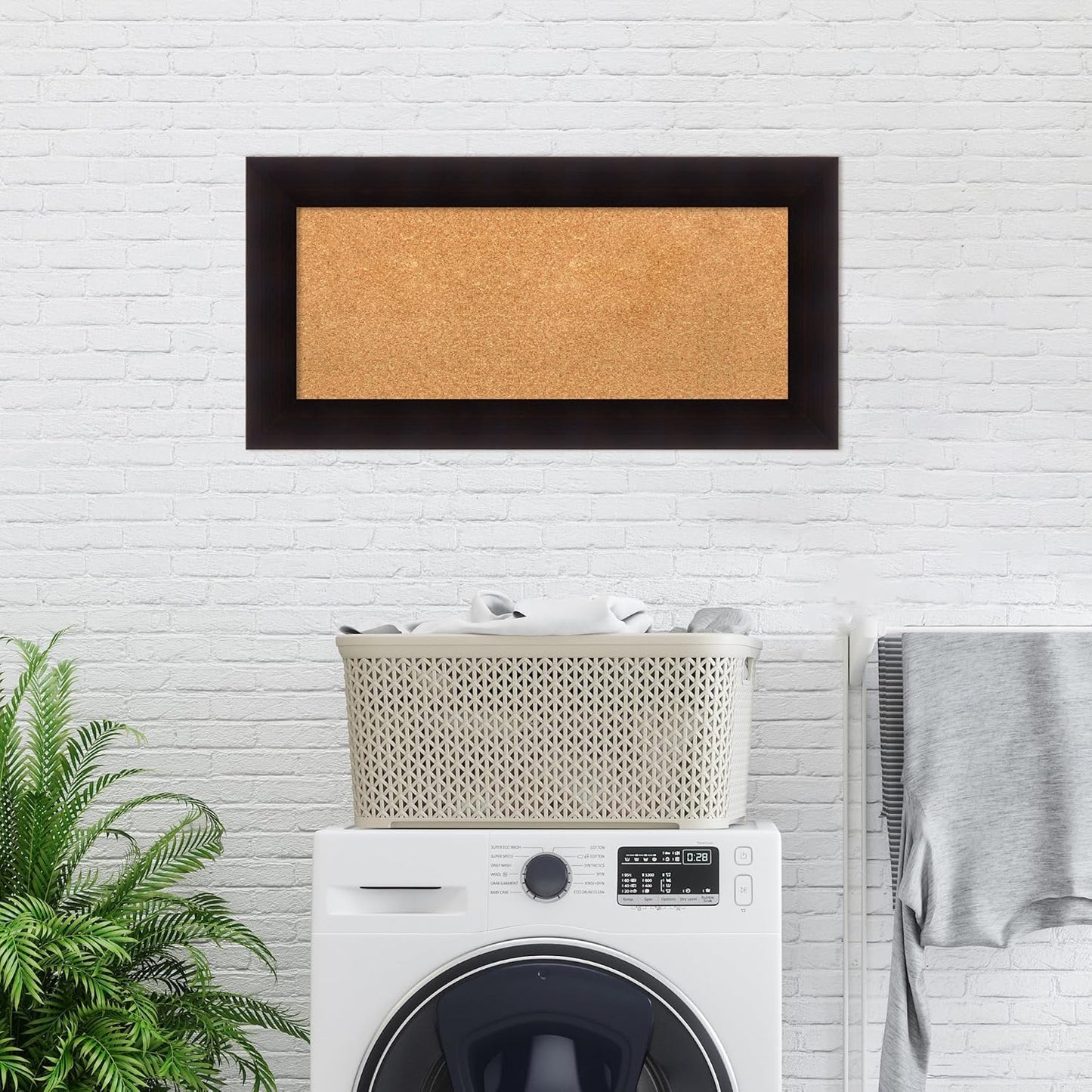 Amanti Art Natural Cork Board for Wall, 18x36 Vision Board with Brown Wood Frame, Medium Corkboard Office Decor for Home Organization, Country Rustic Corkboard Pinboard to Display Items for Home