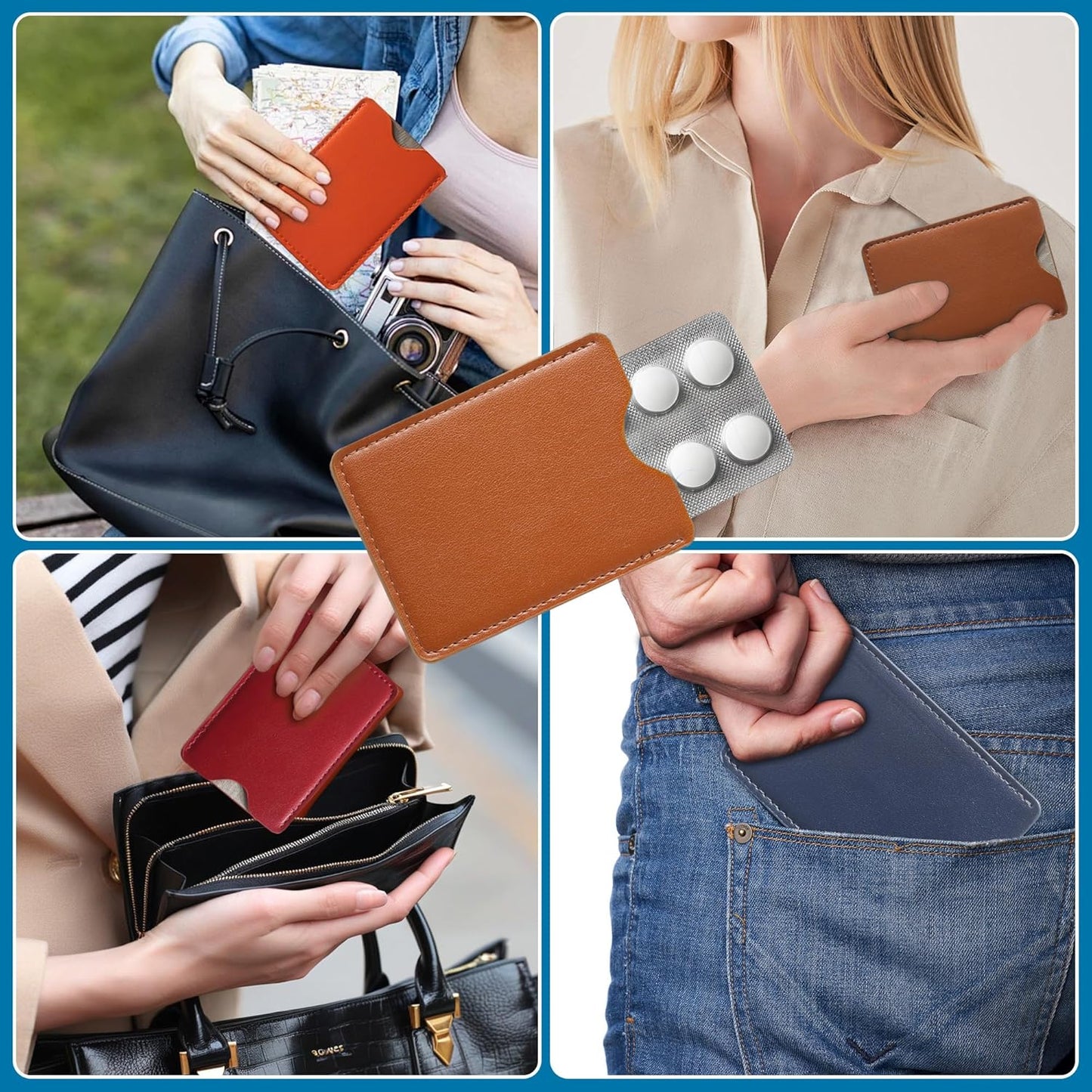 7 Pcs Multicolor RFID Credit Card Sleeves, Luxury Leather Credit Card Cover Protect Cards from Electronic Theft, Debit Card RFID Blocking Sleeves Fit in Purse&Wallet,Birth control pill and condom case