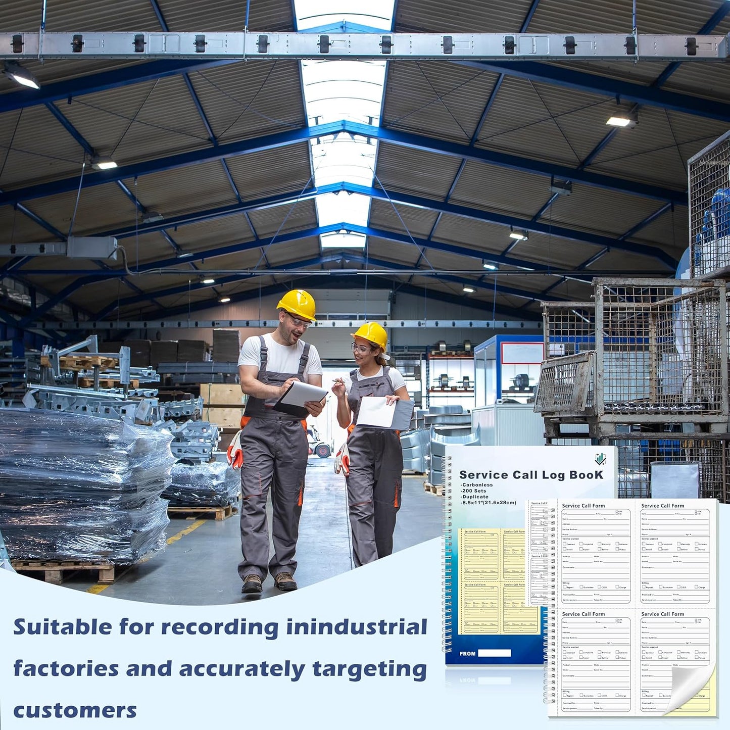 400 Sets Service Call Correspondence Forms Book 8.5x11 Inch 2 Part Carbonless 4 Message Sets per Page Call Log Book Phone Message Book Invoice Receipt Book for Repair Service (2)