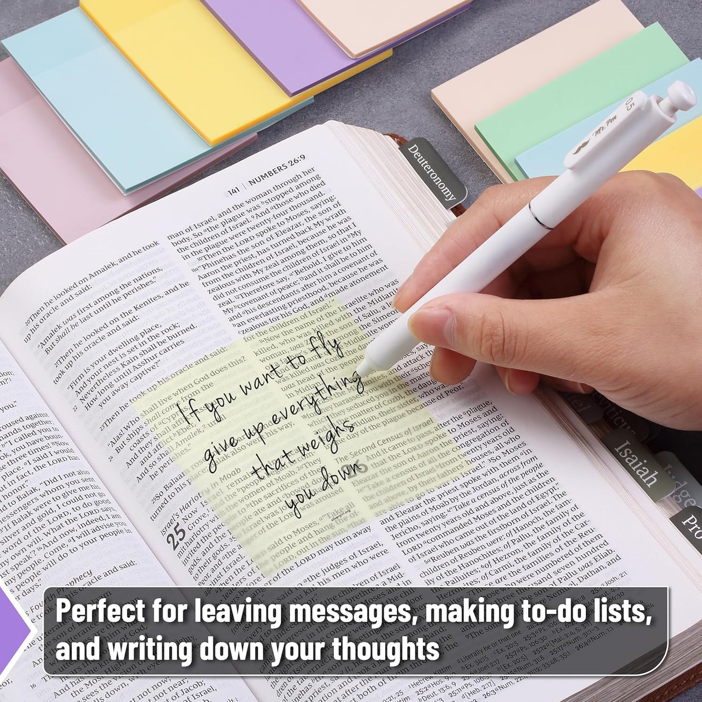 Mr. Pen- Transparent Sticky Notes, 3”x3”, Morandi Colors, 12 Pads, 600 Sheets, See Through Sticky Notes