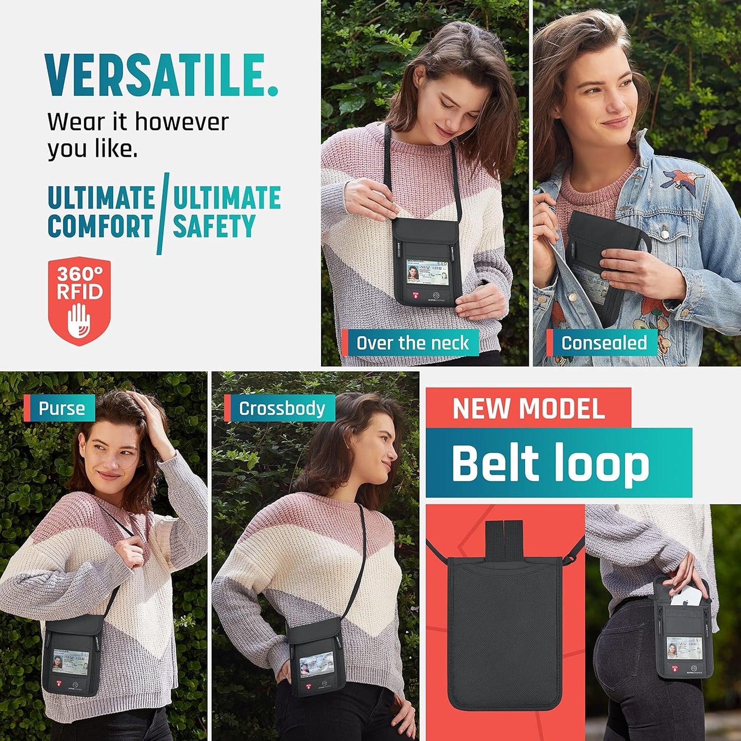 Neck Wallet, Travel Pouch For Passport Holder And Documents, Travel Neck Wallet For Traveling Women