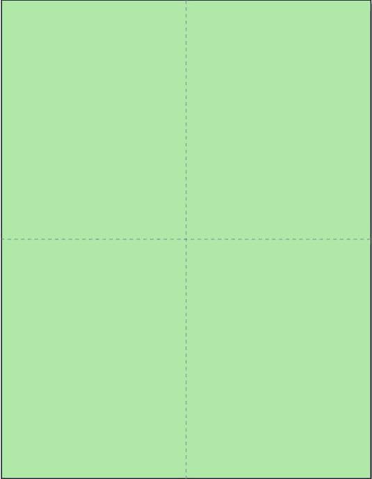 Limited Papers (TM) 8.5x11 Perforated Paper, 20/50 Pound, 75 GSM, Variety of Perforation Sizes and Colors, for Forms, Tickets, Postcards, Business Cards. (Green, 4 up – 1 Hor. & 1 Ver.)