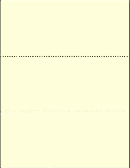 Limited Papers (TM) 8.5x11 Perforated Paper, 20/50 Pound, 75 GSM, Variety of Perforation Sizes and Colors, for Forms, Tickets, Postcards. (Ivory, 3 up - horizontal 3 2/3" and 7 1/3" from bottom)