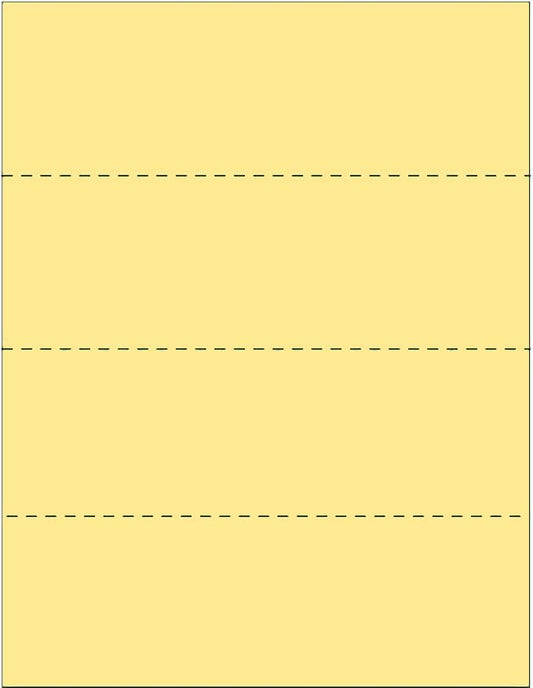 Limited Papers (TM) 8.5x11 Perforated Paper, 20/50 Pound, 75 GSM, Variety of Perforation Sizes and Colors, for Forms, Tickets, Postcards, Business Cards. (Buff, 4 up - horizontal every 2.75")