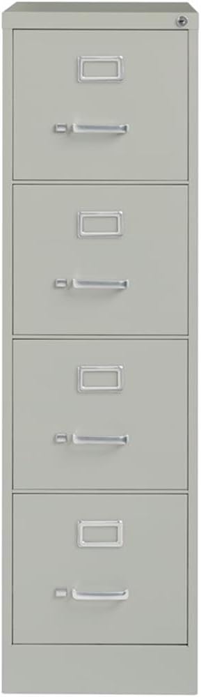 Pemberly Row 4 Drawers 52" Vertical Light Gray Metal Filing Cabinet Lockable Pre-Assembled Stationary Letter Size for Home, Office