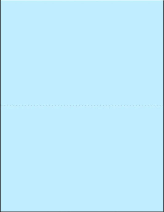 Limited Papers (TM) 8.5x11 Perforated Paper, 20/50 Pound, 75 GSM, Variety of Perforation Sizes and Colors, for Forms, Tickets, Postcards, Business Cards. (Blue, 2 up - horizontal 5.5”)