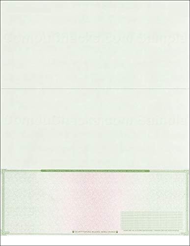 Business Voucher Check Stock - Computer Laser Checks - 2000 Sheets, Check on Bottom (Green/Red Mazed) - Paper Weight # 70 High Security Check