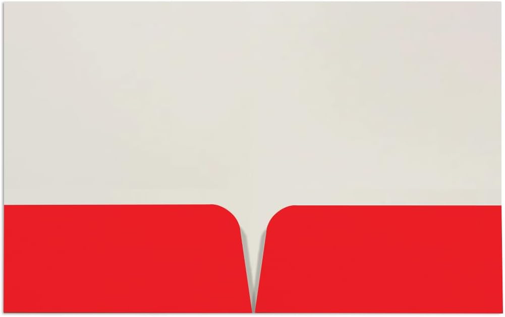 JAM PAPER Custom Printed Semi-Gloss Folders with Round Corner Pockets - Personalized Logo & Text - 10 pt C2S - Red - 100/Pack