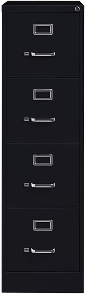 Pemberly Row 4 Drawer 26.5" Deep Letter File Cabinet in Black, Fully Assembled