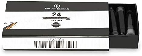 Dryden Designs Fountain Pen Ink Cartridges - Set of 24 Black Ink CARTRIDGES - Short International Standard Size - Disposable and Generic Ink Refill Cartridges - Perfect for Calligraphy