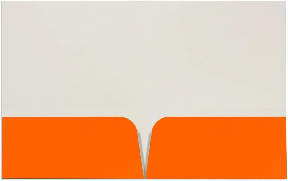 JAM PAPER Custom Printed Semi-Gloss Folders with Round Corner Pockets - Personalized Logo & Text - 10 pt C2S - Orange - 100/Pack