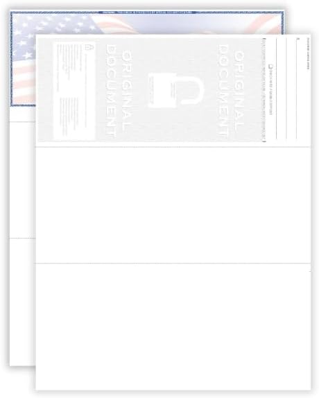 EZ Checks Premium Blank Hologram High Security Laser Check Stock | 500 Sheets (US Flag, Check at Top)