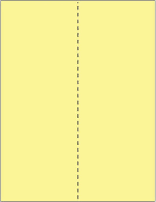 Limited Papers (TM) 8.5x11 Perforated Paper, 20/50 Pound, 75 GSM, Variety of Perforation Sizes and Colors, for Forms, Tickets, Postcards, Business Cards. (Canary, 2 up – vertical 4 1/4”)