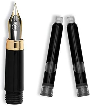Dryden Designs Fountain Pen Ink Cartridges - Set of 24 Black Ink CARTRIDGES - Short International Standard Size - Disposable and Generic Ink Refill Cartridges - Perfect for Calligraphy