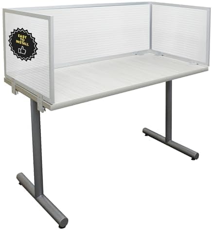 OBEX Polycarbonate Office Desk Mounted Privacy Screen Adjustable Table Top Panel Divider, Universal Aluminum Bracket-USA Made, 18" x 42", Translucent