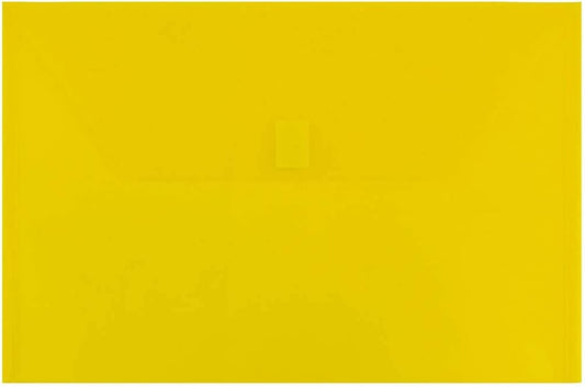 JAM PAPER Plastic Envelopes with Hook & Loop Closure - Legal Booklet - 9 3/4 x 14 1/2 - Yellow - 12/Pack