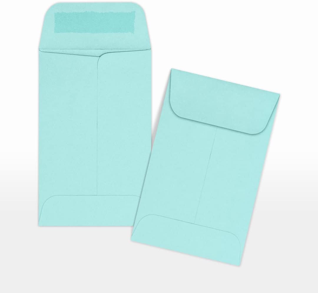 LUXPaper #1 Coin Envelopes | 2 1/4" x 3 1/2" | Seafoam Blue | 80lb. Text | 50 Qty.