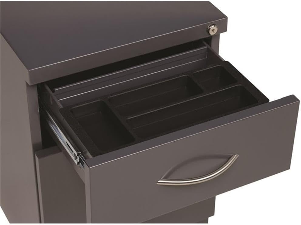 BOWERY HILL Mobile Pedestal File 2-Drawer Box/File with Arch Pull in Charcoal
