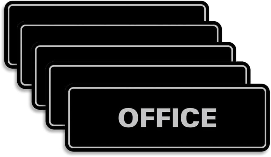 Signs ByLITA Standard Office Sign - Professional Business Signage - Easy to Install (Black/Silver) - Small 5 Pack