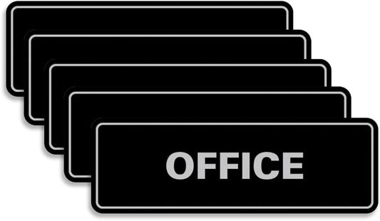 Signs ByLITA Standard Office Sign - Professional Business Signage - Easy to Install (Black/Silver) - Small 5 Pack