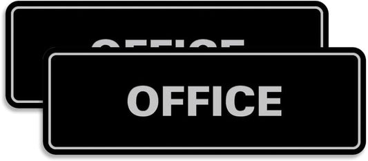 Signs ByLITA Standard Office Sign - Professional Business Signage - Easy to Install (Black/Silver) - Medium 2 Pack