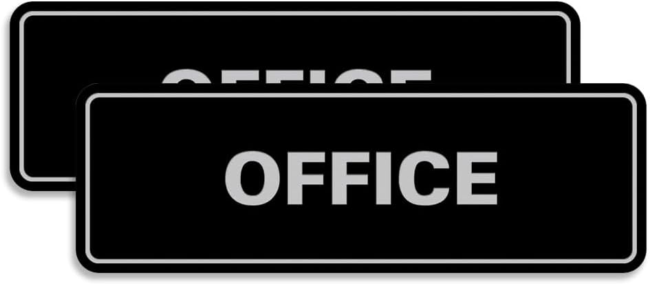 Signs ByLITA Standard Office Sign - Professional Business Signage - Easy to Install (Black/Silver) - Small 2 Pack
