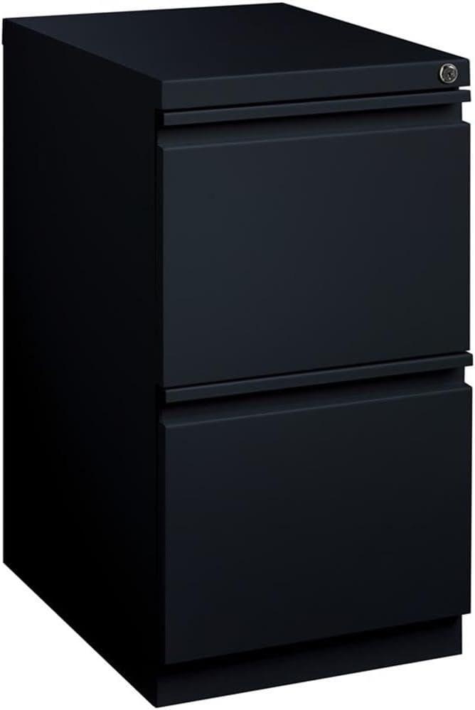 Pemberly Row 2 Drawers 27.75" Vertical Black Metal Filing Cabinet Lockable Pre-Assembled Stationary Letter Size for Home, Office