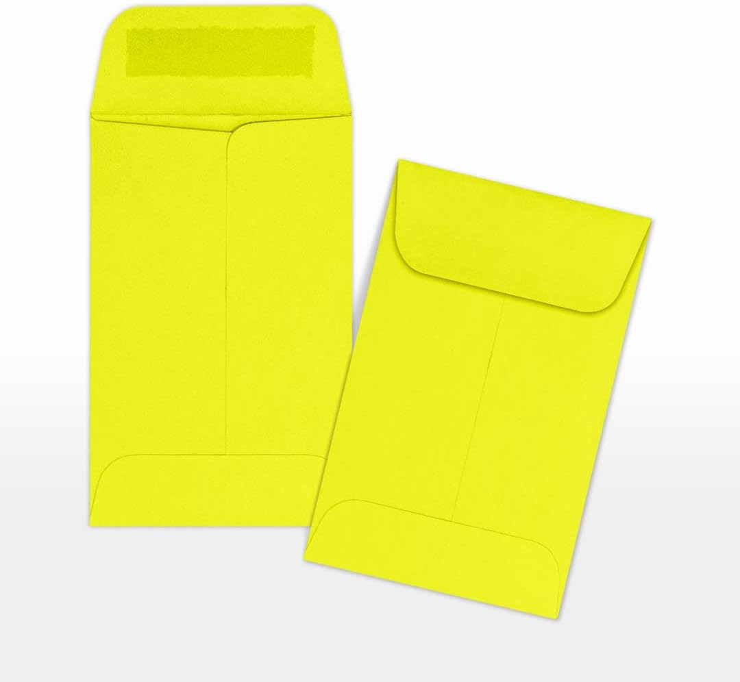 LUXPaper #1 Coin Envelopes | 2 1/4" x 3 1/2" | Citrus Yellow | 80lb. Text | 50 Qty