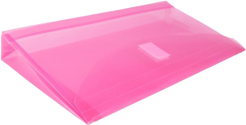 JAM PAPER Plastic Expansion Envelopes with Hook & Loop Closure - #10 Booklet Wallet - 5 1/4 x 10 with 1 Inch Expansion - Fuchsia Pink - 3/Pack