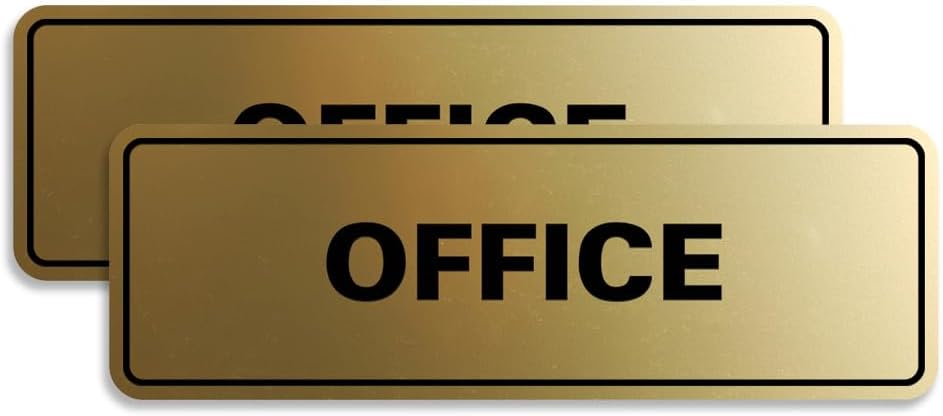 Signs ByLITA Standard Office Sign - Professional Business Signage - Easy to Install (Brushed Gold) - Small 2 Pack