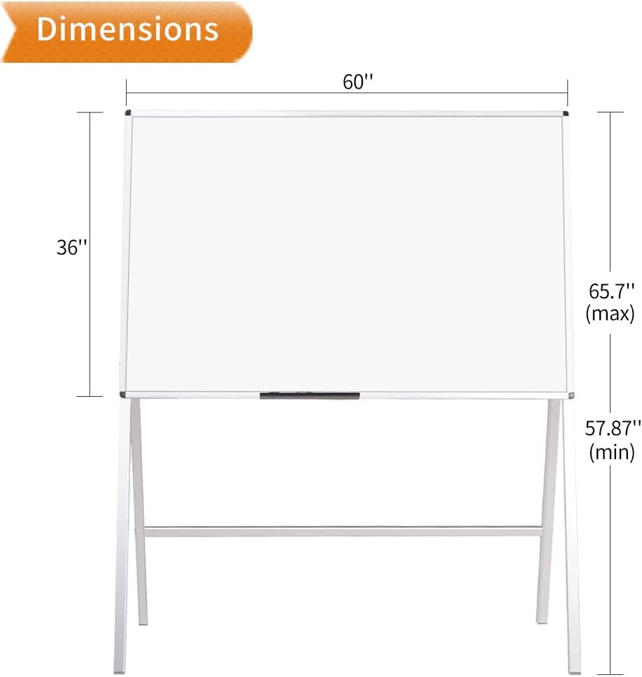 VIZ-PRO Magnetic H-Stand Whiteboard/Adjustable Dry Erase Easel,60 x 36 Inches