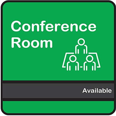 NapTags Conference Room Slider Signs (Bright Green - Black Frame, 6" x 6")