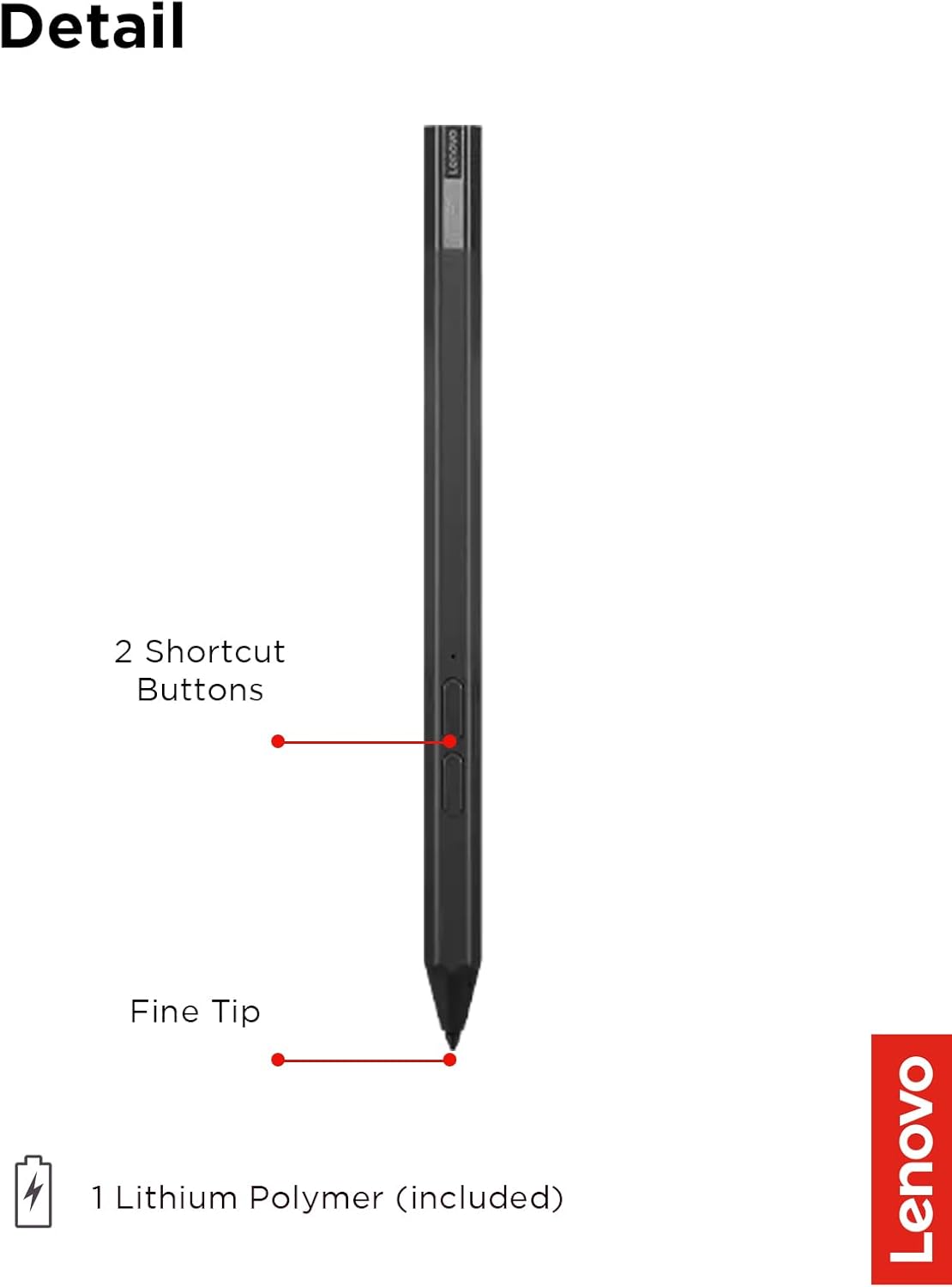 Lenovo Precision Pen 2 (Laptop) – USB-C Charging – Tilt Recognition – Pen is Only Compatible with Certain Devices, Iron Grey
