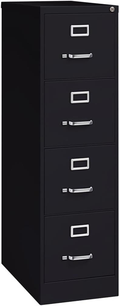 Pemberly Row 4 Drawer 26.5" Deep Letter File Cabinet in Black, Fully Assembled