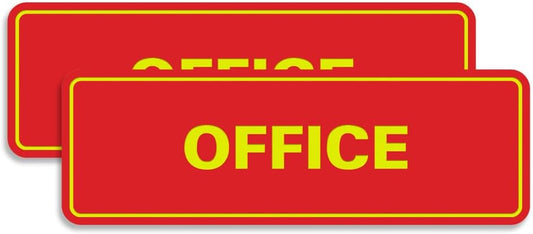 Signs ByLITA Standard Office Sign - Professional Business Signage - Easy to Install (Red/Yellow) - Medium 2 Pack