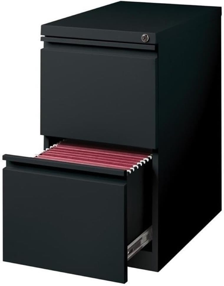 BOWERY HILL 20" 2-Drawer Modern Metal Mobile Pedestal File Cabinet in Black