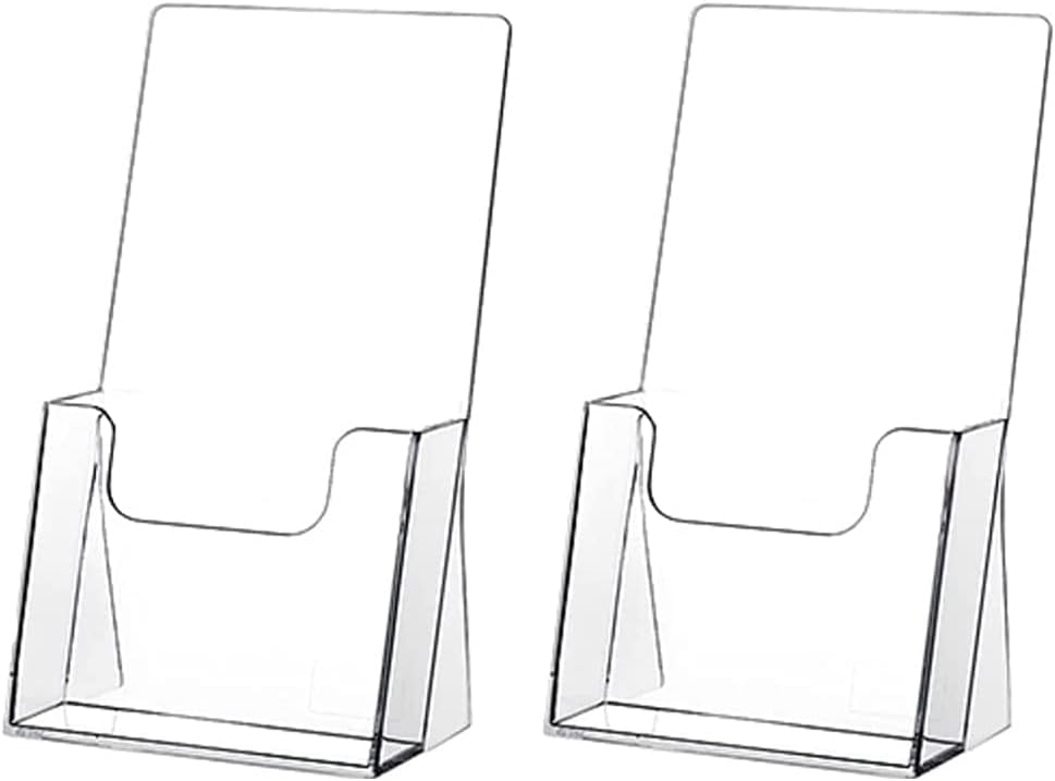 zavekia Acrylic Brochure Holder,2 packs Thicker Countertop Literature Holder Plastic Flyer Display Stand for Magazine (2 packs)
