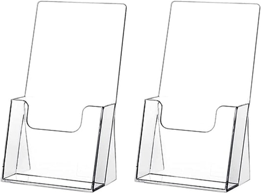 zavekia Acrylic Brochure Holder,2 packs Thicker Countertop Literature Holder Plastic Flyer Display Stand for Magazine (2 packs)