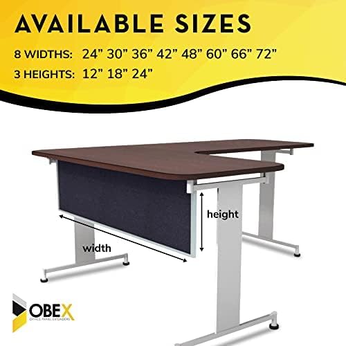 OBEX Acoustic Table Mounted Modesty Desk Privacy & Sound Absorbing Panel for Office Cubicles, 12" x 42", Slate