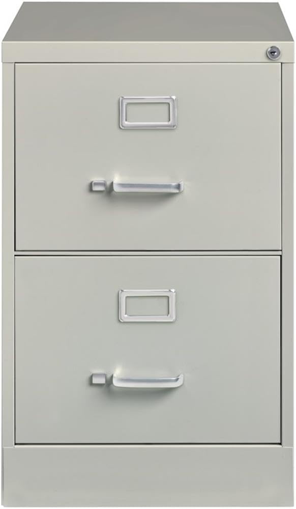 Pemberly Row 2 Drawers 28.38" Vertical Gray Metal Filing Cabinet Lockable Pre-Assembled Stationary Legal Size for Home, Office