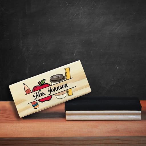 Personalized Name Chalkboard Eraser for Teachers – Dry Erase Board Cleaner –Back to School Supplies and First Day of School Gift- Custom Name