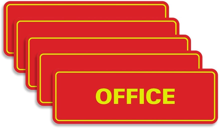 Signs ByLITA Standard Office Sign - Professional Business Signage - Easy to Install (Red/Yellow) - Large 5 Pack