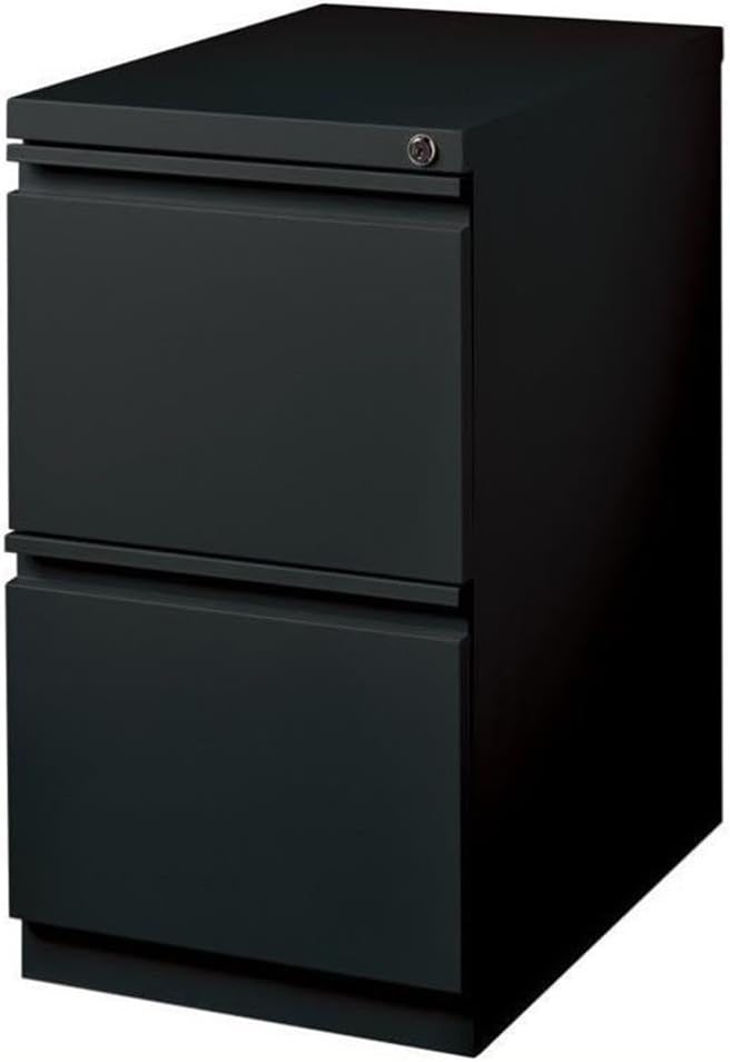 Pemberly Row 2 Drawers 27.75" Vertical Black Metal Filing Cabinet Lockable Pre-Assembled Stationary Letter Size for Home, Office