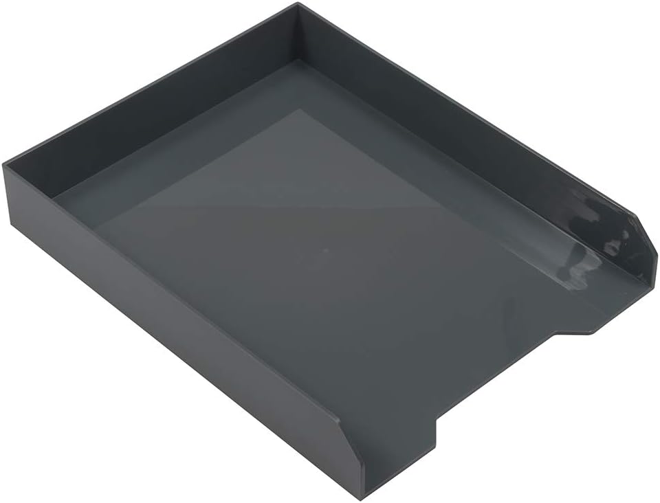 JAM PAPER Stackable Paper Trays - Grey - Desktop Document, Letter, & File Organizer Tray - 2/Pack