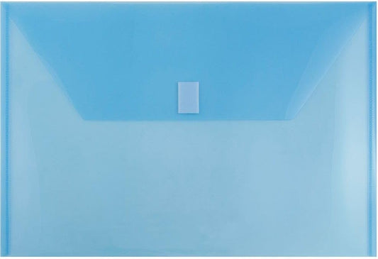 JAM PAPER Plastic Envelopes with Hook & Loop Closure - Legal Booklet - 9 3/4 x 14 1/2 - Blue - 3/Pack
