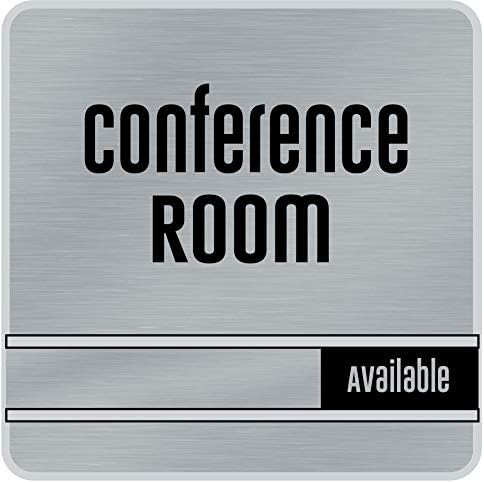 NapTags Conference Room Slider Signs (Silver - Silver Frame, 8" x 8")
