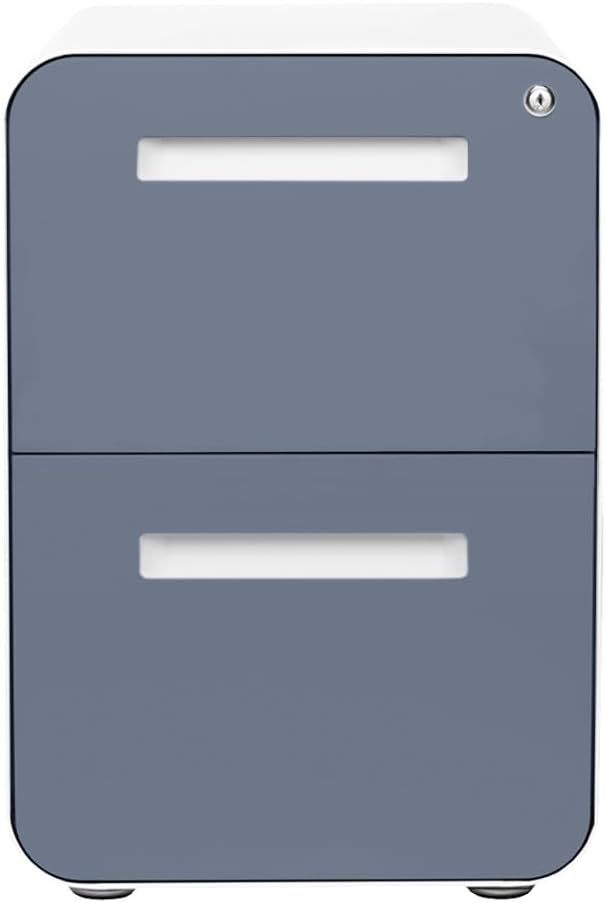 Laura Davidson Furniture Stockpile 2 Drawer Mobile File Cabinet with Lock - Under Desk Metal Filing Cabinet, Legal/Letter File Folders, Wheels and Stationary Feet, Pre-Assembled, Coastal Blue