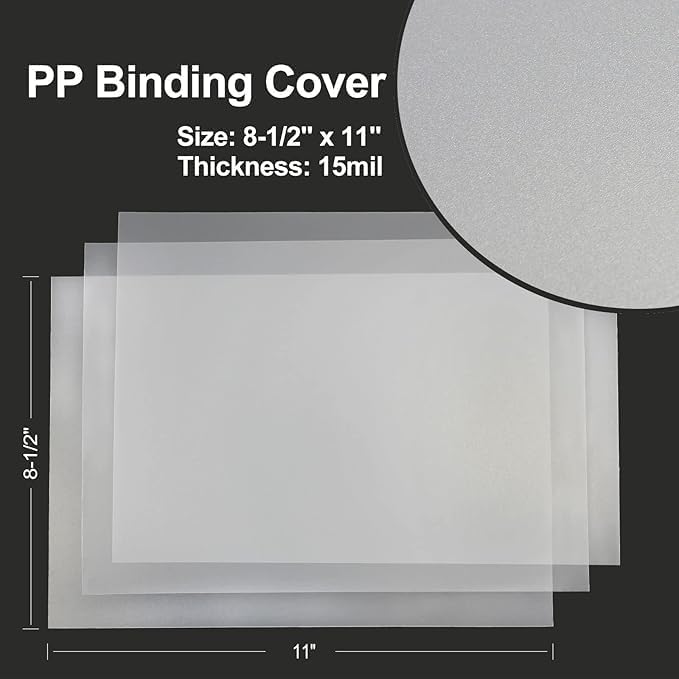Rayson Frosted Binding Covers - 23 mil Polypropylene (PP) Matte Finish, 8.5" × 11", Durable Un-Punched Plastic Binding Covers, 50/Pack (PP650MT)