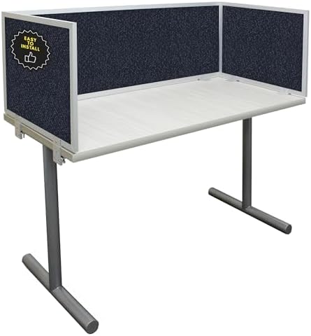 OBEX Acoustic Mounted Screen Privacy Panel Table Top Separator, Sound Blocking Desk Divider (Slate, 24" X 48")